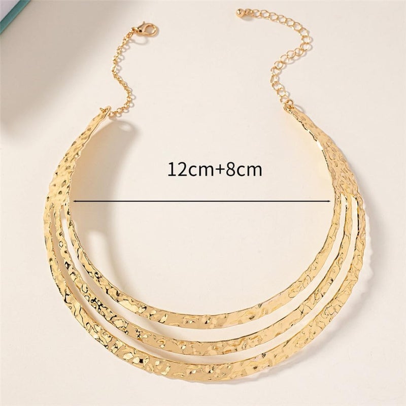 Hewill Store قلادة ذهبية سميكة قلادة بيان كبيرة للنساء قبيلة أفريقية طوق معدني عريض مجوهرات - Image 4